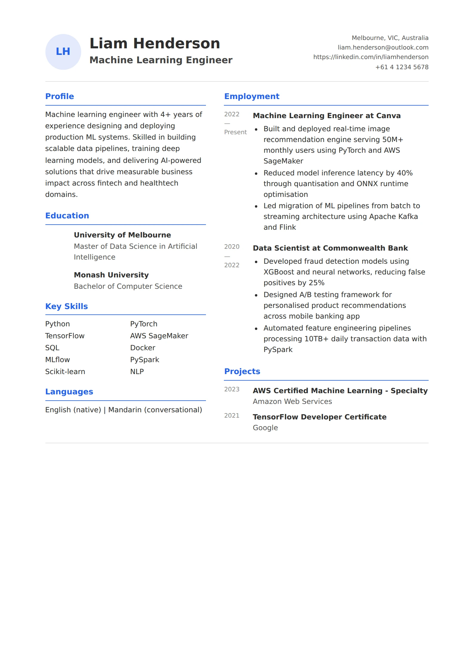 Minimal Columns Template